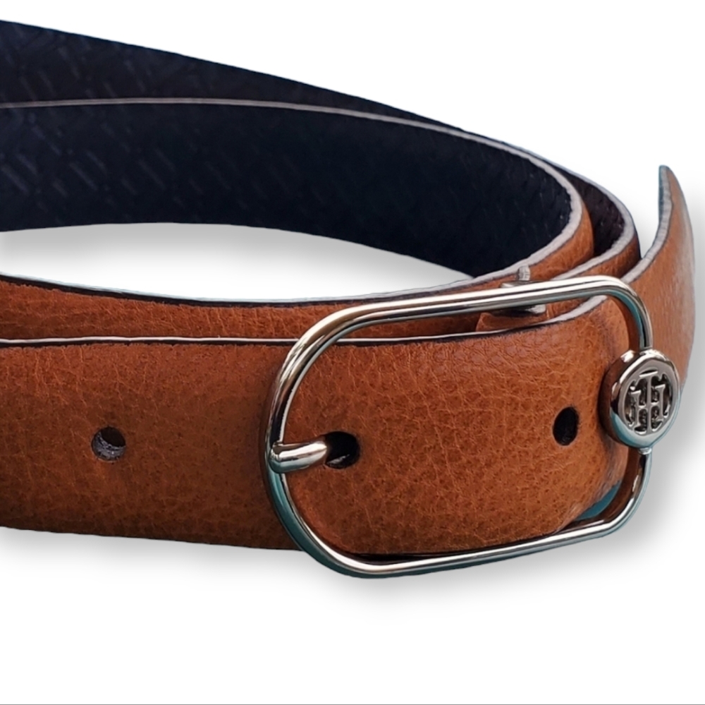 Tommy Hilfiger stylish Belt sz Lg, brown/silver